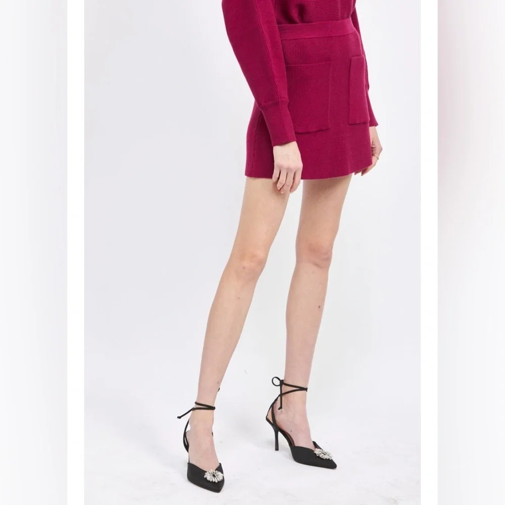 En Saison Lisette Sweater Skirt in Fuchsia - Picture 3 of 5